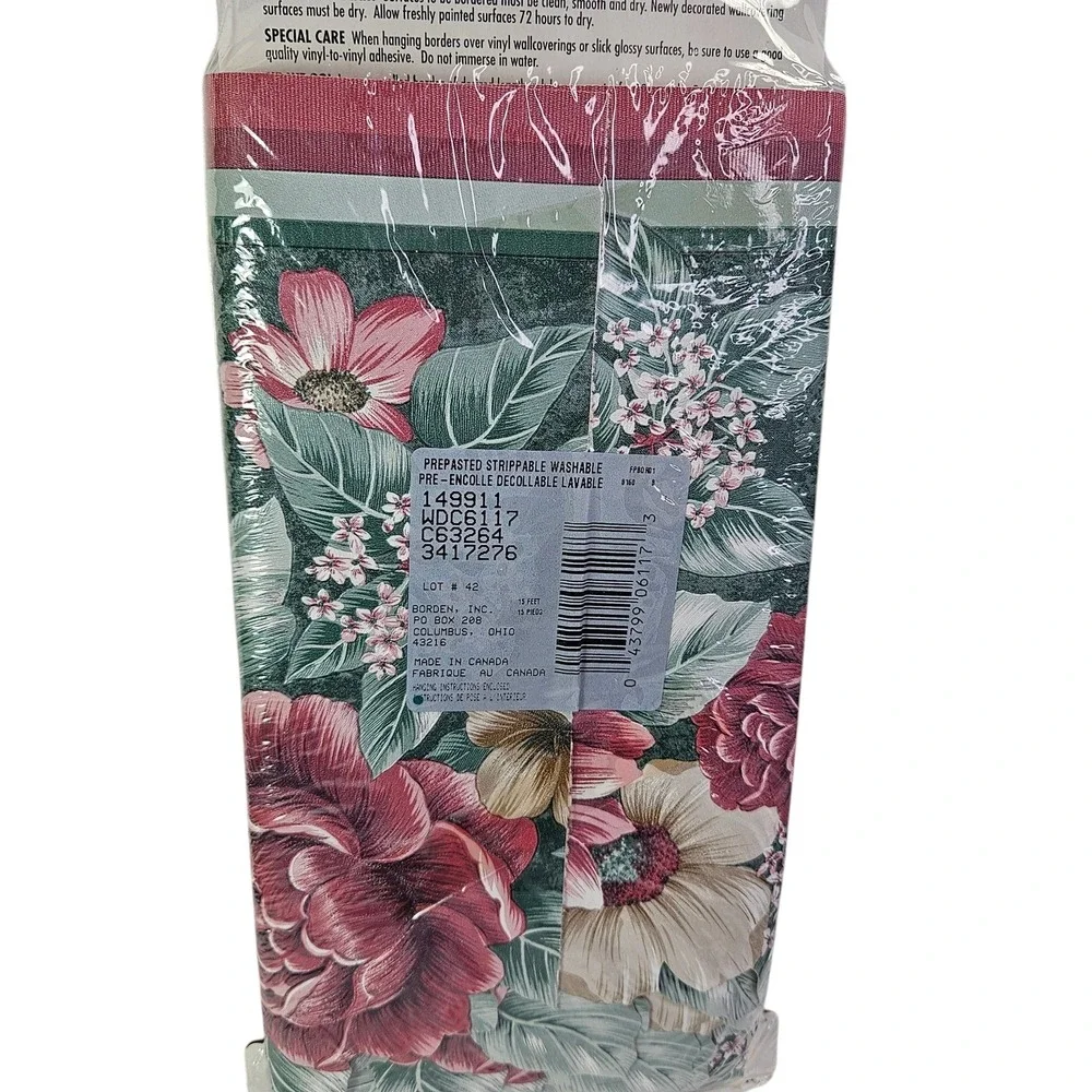 Wallpaper Border‎ Floral Decorative Sculptured Edge Flowers 15 yds Total New Vtg